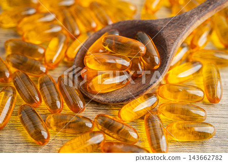 Fish oil or Cod liver gel in capsule. 143662782