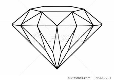 Faceted Diamond Gem Line Art Vector Icon Faceted Diamond Gem Line Art Vector Icon 143662794