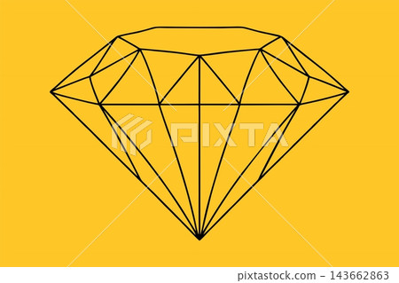 Black Line Art Diamond Vector Icon on Yellow Background 143662863