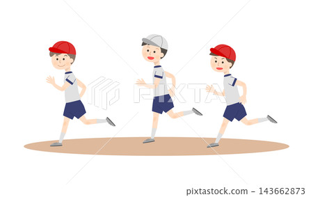 孩子們穿著運動服跑步 孩子們穿著運動服跑步 143662873