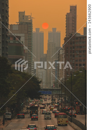 Hong Kong Oct 13 2026 Urban Sunset Prince Edward Road West Boulevard Corridor Hong Kong Oct 13 2026 Urban Sunset Prince Edward Road West Boulevard Corridor 143662900