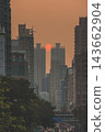 Hong Kong Oct 13 2026 Glowing Crimson Sun Setting Between High Rise Skyscrapers 143662904