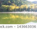 志賀高原的秋天：木戶池上空，秋色絢麗，日出如夢似幻。 143663036