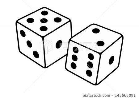 Pair of Game Dice Line Art Vector Icon 143663091