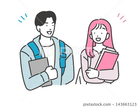向量圖描繪了男女大學生正在交談的情景。 向量圖描繪了男女大學生正在交談的情景。 143663123