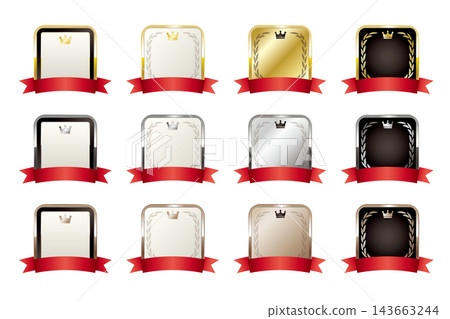 High-quality square gold, silver, and bronze medals adorned with red ribbons, perfect for award ceremonies or first-place celebrations. High-quality square gold, silver, and bronze medals adorned with red ribbons, perfect for award ceremonies or first-place celebrations. 143663244