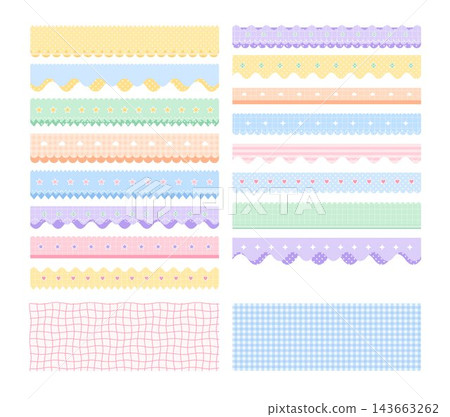 Pastel cute lace borders and ribbons set Pastel cute lace borders and ribbons set 143663262