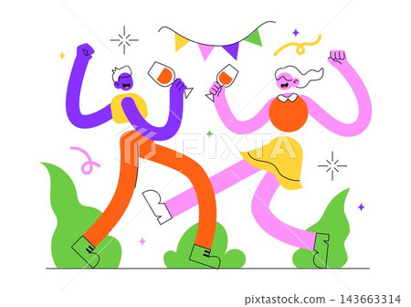 Celebrate Vector Illustration Featuring Colorful Party Decorations, Festive Balloons, Confetti, Happy Moments, and Joyful Celebration Concept 143663314