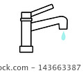 Illustration of water flowing through a tap 143663387