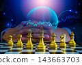 Business man on digital stock market financial indicator background. Digital business and stock market financial indicator on LED. Double exposure of business man and digital stock market financial. 143663703