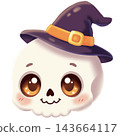 Skull wearing a Halloween hat 143664117