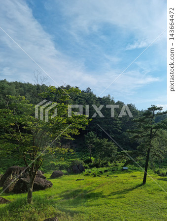 This is a dolmen park with dolmens in the grass. This is a dolmen park with dolmens in the grass. 143664472