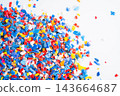 Plastic colorful pieces recycling shredded for industrial use. 143664687
