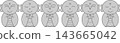 Set of 6 cute Jizo statues (Buddhism, prayer, memorial service vector material) 143665042