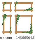 A wooden frame decoration set featuring natural ivy leaves. 143665048