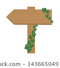 Illustration of a wooden arrow-shaped sign with natural ivy leaves wrapped around it. 143665049