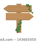 An illustration of a wooden signpost with ivy intertwined around two arrows pointing left and right. 143665050