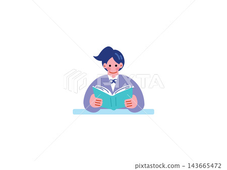 Illustration of female students studying Illustration of female students studying 143665472