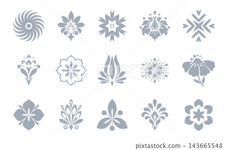 Flower icons set. Isolated elements for design. Vector graphics. Flower collection Flower icons set. Isolated elements for design. Vector graphics. Flower collection 143665548