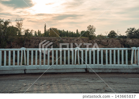 Scenic View from a Rural Bridge at Sunset Scenic View from a Rural Bridge at Sunset 143665837