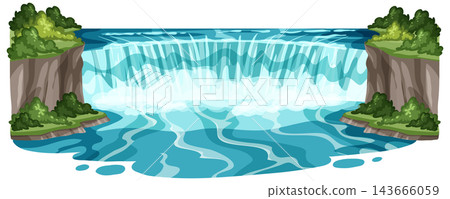 Horseshoe Falls Niagara Falls Landmark Vector Illustration Horseshoe Falls Niagara Falls Landmark Vector Illustration 143666059