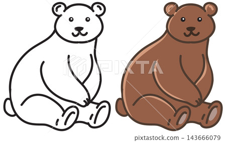 Cute Cartoon Bear Doodle Vector Illustration in Line Art and Color Cute Cartoon Bear Doodle Vector Illustration in Line Art and Color 143666079