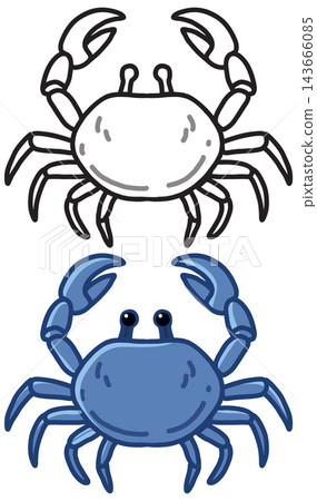 Cute Blue Crab Vector Illustration and Line Art Outline Cute Blue Crab Vector Illustration and Line Art Outline 143666085