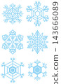 Set of Blue Snowflake Vector Icons Isolated on White Background 143666089