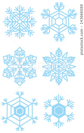 Set of Blue Snowflake Vector Icons Isolated on White Background Set of Blue Snowflake Vector Icons Isolated on White Background 143666089