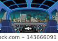 Futuristic Vehicle Cockpit Overlooking Night City Skyline Vector Illustration 143666091