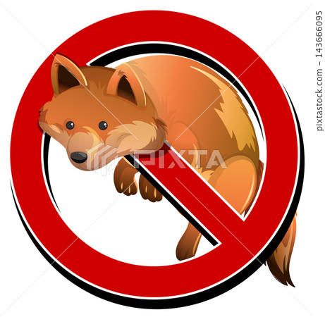 No Foxes Allowed Warning Sign Vector Illustration No Foxes Allowed Warning Sign Vector Illustration 143666095