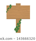 A simple wooden sign frame illustration adorned with natural ivy leaves. 143666320