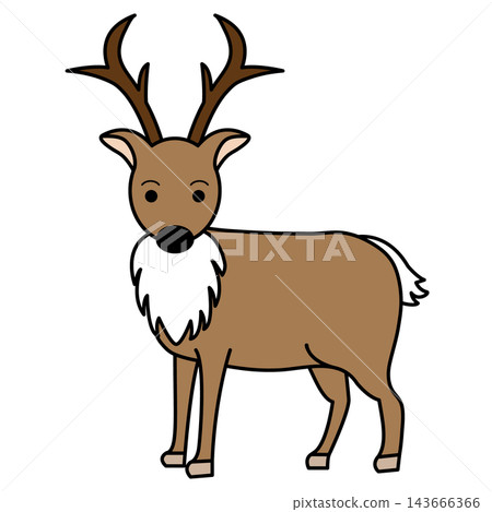 An illustration of a standing brown reindeer. An illustration of a standing brown reindeer. 143666366