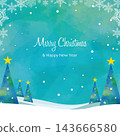 一幅水彩背景畫，畫的是一棵裝飾著雪花的聖誕樹。 143666580