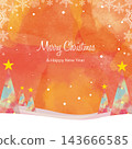 一幅水彩背景畫，畫的是一棵裝飾著雪花的聖誕樹。 143666585