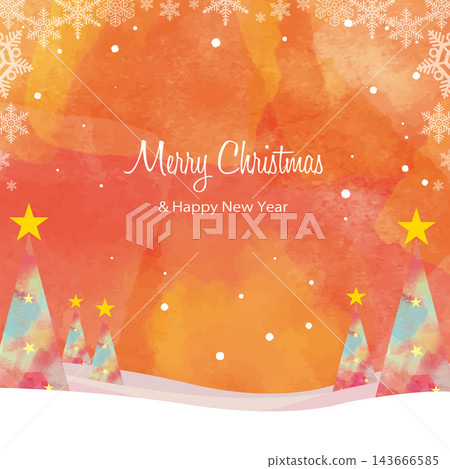 A watercolor background of a Christmas tree adorned with snowflakes. A watercolor background of a Christmas tree adorned with snowflakes. 143666585