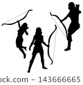Silhouette of woman archer holding bow 143666665