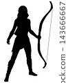 Silhouette of woman archer holding bow 143666667