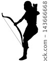 Silhouette of woman archer holding bow 143666668