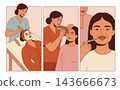 Three illustrations of beauty salon treatments 143666673