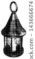 Vintage lantern halftone illustration black and white 143666674