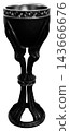 Vintage wine goblet halftone illustration black and white 143666676
