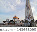 [World Heritage Site: Malacca] The beautiful Malacca Straits Mosque (Floating Mosque) standing on the sea. 143668095