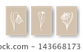Silhouettes of white flowers on beige background 143668173
