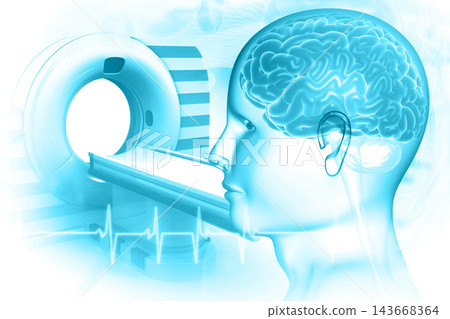 Human brain anatomy with mri scan machine 143668364
