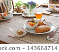 Lunch consisted of homemade cream buns, pain au lait, and scones. 143668714