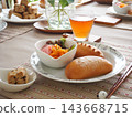 Lunch consisted of homemade cream buns, pain au lait, and scones. 143668715