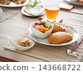 Lunch consisted of homemade cream buns, pain au lait, and scones. 143668722