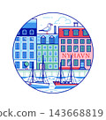 Nyhavn Houses Copenhagen Landmark Line Icon 143668819