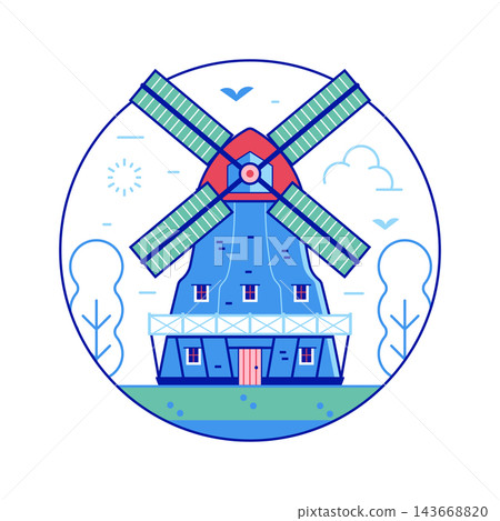 Kastellet Windmill Copenhagen Landmark Line Icon Kastellet Windmill Copenhagen Landmark Line Icon 143668820